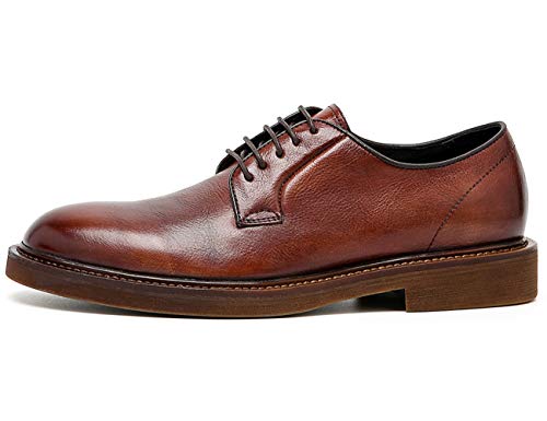 Zapatos de Cordones para Hombre Derby Cuero Casual Formal Oxford Zapatos de Vestir Marrón 44 EU