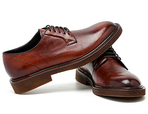 Zapatos de Cordones para Hombre Derby Cuero Casual Formal Oxford Zapatos de Vestir Marrón 44 EU