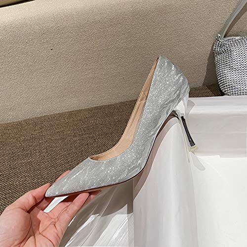 Zapatos de Corte de Punta Estrecha para Mujer, clásicos de tacón Fino, Tacones Altos, Zapatos de Fiesta de Primavera y otoño Poco Profundos, Elegantes Stilettos