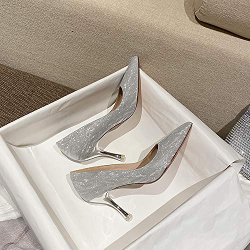 Zapatos de Corte de Punta Estrecha para Mujer, clásicos de tacón Fino, Tacones Altos, Zapatos de Fiesta de Primavera y otoño Poco Profundos, Elegantes Stilettos