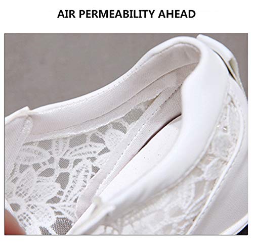 Zapatos de cuña para Mujer Zapatos de Suela Gruesa Deportivos Antideslizantes Superiores de Encaje Zapatillas de Deporte concisas Zapatos Casuales de Aumento de Altura para Mujer
