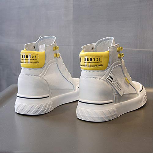 Zapatos de fondo plano individuales de las mujeres del alto-top Martin Botas, transpirable zapatos planos de escalada al aire libre del top del alto ata para Entrenadores Zapatos cómodos,Amarillo,35