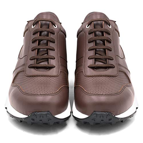 Zapatos de Hombre con Alzas Que Aumentan Altura hasta 7 cm. Fabricados EN Piel. Modelo Lyon. (39, Marron)