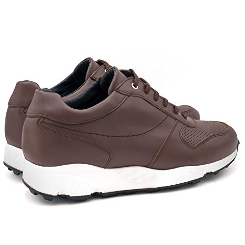 Zapatos de Hombre con Alzas Que Aumentan Altura hasta 7 cm. Fabricados EN Piel. Modelo Lyon. (39, Marron)
