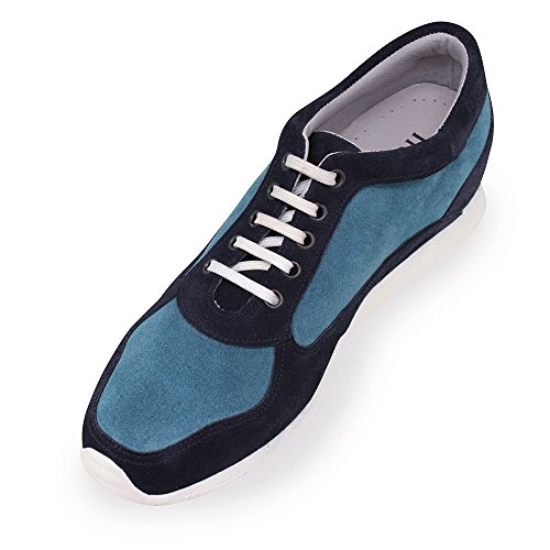 Zapatos de Hombre con Alzas Que Aumentan Altura hasta 7 cm. Fabricados en Piel. Modelo Matera Bicolor Azul 45