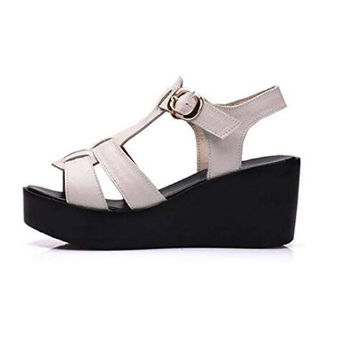 Zapatos De Muffin De Verano para Mujer Sandalias De Plataforma Gruesa con Punta Abierta Clásicos De Roma Bombas De Cuña Gladiador Correa De Hebilla De Tobillo Tacones Altos