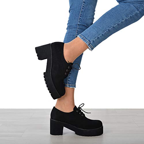 Zapatos de Mujer con Plataforma y Cordones de Ante SS18 (37)
