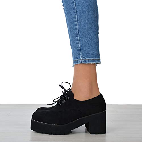 Zapatos de Mujer con Plataforma y Cordones de Ante SS18 (37)