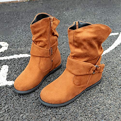 Zapatos De Mujer,RETUROM Botas De Mujer Botines Mujer Invierno OtoñO Negro Plano Pierna Alta Ante Casual Largo Alto Botas De Color SóLido Plana Martin Altas Botas Largas Zapatos Casuales