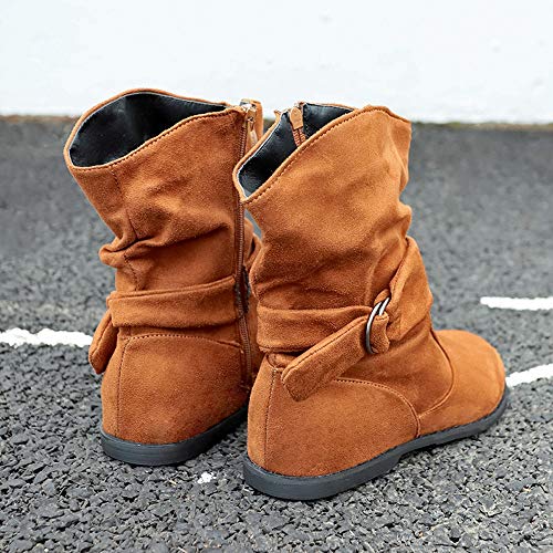 Zapatos De Mujer,RETUROM Botas De Mujer Botines Mujer Invierno OtoñO Negro Plano Pierna Alta Ante Casual Largo Alto Botas De Color SóLido Plana Martin Altas Botas Largas Zapatos Casuales