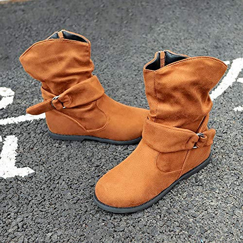 Zapatos De Mujer,RETUROM Botas De Mujer Botines Mujer Invierno OtoñO Negro Plano Pierna Alta Ante Casual Largo Alto Botas De Color SóLido Plana Martin Altas Botas Largas Zapatos Casuales