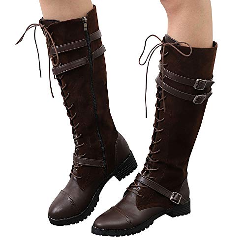 Zapatos De Mujer,RETUROM Botas De Mujer Botines Mujer Invierno OtoñO Negro Plano Pierna Alta Ante Casual Largo Alto Botas De Color SóLido Plana Martin Altas Botas Largas Zapatos Casuales