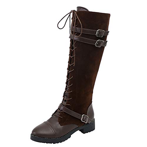 Zapatos De Mujer,RETUROM Botas De Mujer Botines Mujer Invierno OtoñO Negro Plano Pierna Alta Ante Casual Largo Alto Botas De Color SóLido Plana Martin Altas Botas Largas Zapatos Casuales
