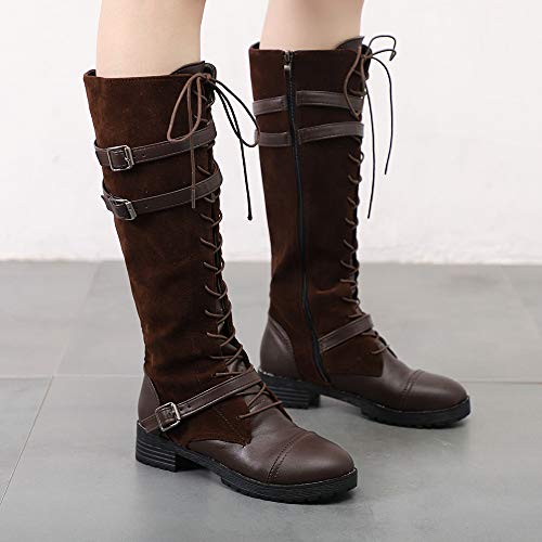 Zapatos De Mujer,RETUROM Botas De Mujer Botines Mujer Invierno OtoñO Negro Plano Pierna Alta Ante Casual Largo Alto Botas De Color SóLido Plana Martin Altas Botas Largas Zapatos Casuales