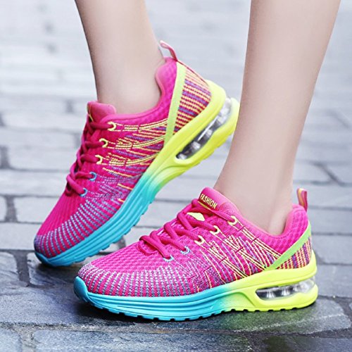 Zapatos de Running para Hombre Mujer Zapatillas Deportivo Outdoor Calzado Asfalto Sneakers Negro Rojo Gris 35-44 Rojo 41