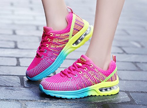 Zapatos de Running para Hombre Mujer Zapatillas Deportivo Outdoor Calzado Asfalto Sneakers Negro Rojo Gris 35-44 Rojo 42