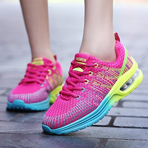 Zapatos de Running para Hombre Mujer Zapatillas Deportivo Outdoor Calzado Asfalto Sneakers Negro Rojo Gris 35-44 Rojo 42