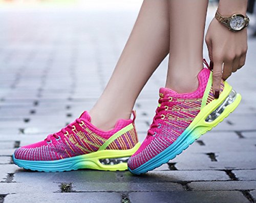 Zapatos de Running para Hombre Mujer Zapatillas Deportivo Outdoor Calzado Asfalto Sneakers Negro Rojo Gris 35-44 Rojo 42