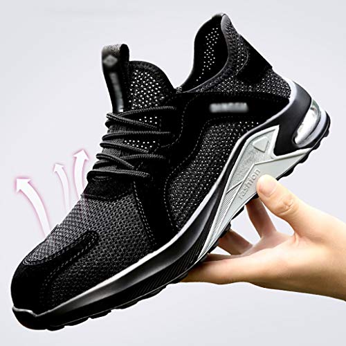 Zapatos de seguridad Dedo del pie zapatos ligeros de seguridad unisex de acero Flying Cap tejido industrial y la construcción de calzado transpirable zapatos de verano de peso ligero zapatillas de dep