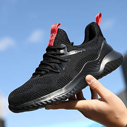 Zapatos de seguridad Dedo del pie zapatos ligeros de seguridad unisex de acero Flying Cap tejido industrial y la construcción de calzado transpirable zapatos de verano de peso ligero zapatillas de dep