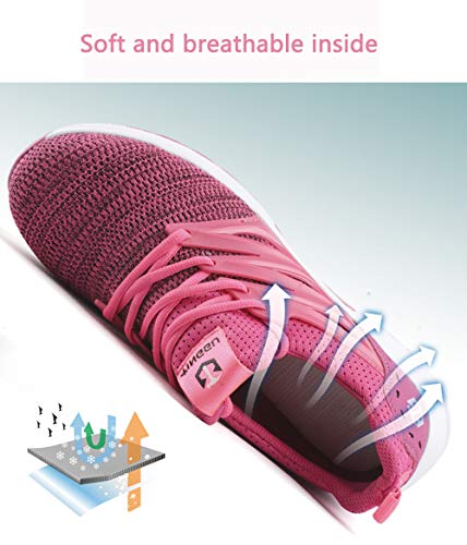 Zapatos de Seguridad Hombre Mujer Ligero Calzado Trabajo Zapatillas con Punta Acero Industriales Transpirable Seguridad Cómodas Antideslizante Anti Aplastamiento Pink38