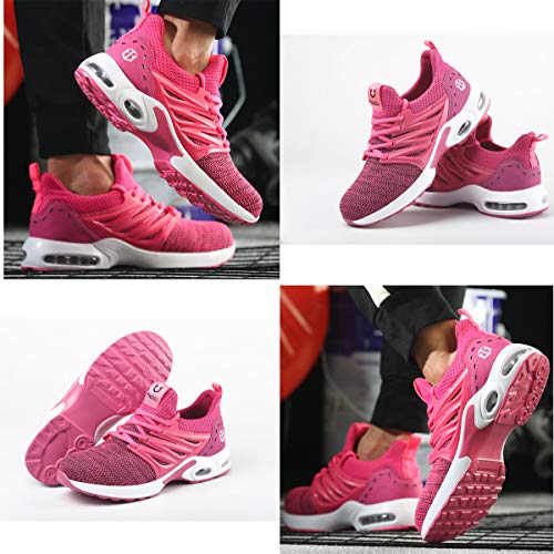 Zapatos de Seguridad Hombre Mujer Ligero Calzado Trabajo Zapatillas con Punta Acero Industriales Transpirable Seguridad Cómodas Antideslizante Anti Aplastamiento Pink38