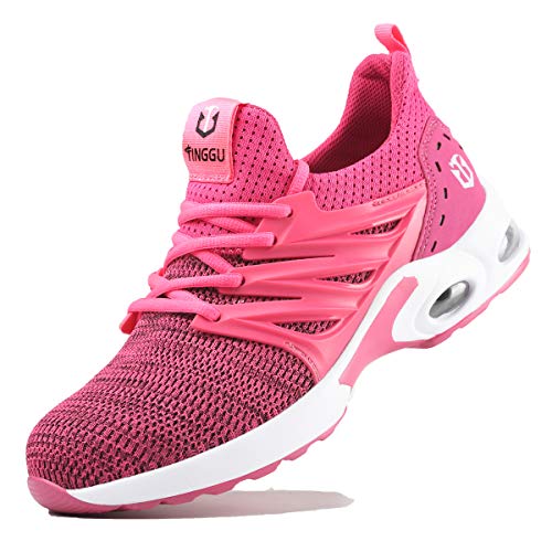 Zapatos de Seguridad Hombre Mujer Ligero Calzado Trabajo Zapatillas con Punta Acero Industriales Transpirable Seguridad Cómodas Antideslizante Anti Aplastamiento Pink38