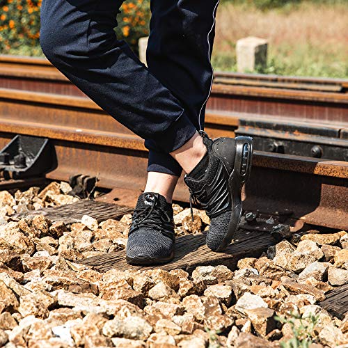 Zapatos de Seguridad Hombre Mujer Ligeros Zapatillas de Trabajo Calzado con Punta de Acero Deportivo Comodo Unisex Negro 44
