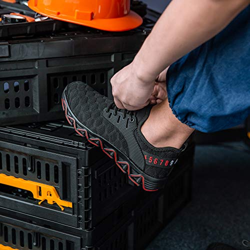 Zapatos de Seguridad Hombre Mujer Trabajo Ligeras Calzado de Seguridad Deportivo Comodo con Punta de Acero C Rojo 42 EU