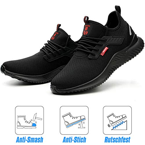 Zapatos de Seguridad Hombre, Zapatillas de Trabajo con Punta de Acero Ultraligero Transpirables
