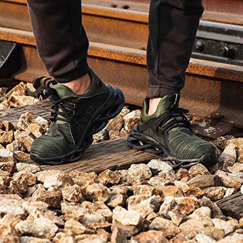 Zapatos De Seguridad Hombres Zapatillas De Trabajo con Punta De Acero S3 Calzado Mujeres Reflectante Cómodo ESD Botas Construcción Industria SRC Gris 42