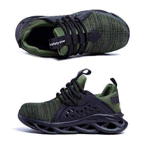 Zapatos De Seguridad Hombres Zapatillas De Trabajo con Punta De Acero S3 Calzado Mujeres Reflectante Cómodo ESD Botas Construcción Industria SRC Gris 42