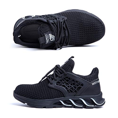 Zapatos De Seguridad Hombres Zapatillas De Trabajo con Punta De Acero S3 Calzado Mujeres Reflectante Cómodo ESD Botas Construcción Industria SRC Negro 43