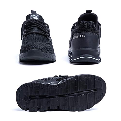 Zapatos De Seguridad Hombres Zapatillas De Trabajo con Punta De Acero S3 Calzado Mujeres Reflectante Cómodo ESD Botas Construcción Industria SRC Negro 43