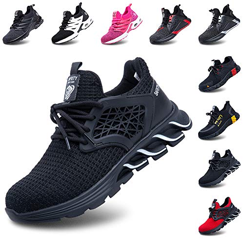 Zapatos De Seguridad Hombres Zapatillas De Trabajo con Punta De Acero S3 Calzado Mujeres Reflectante Cómodo ESD Botas Construcción Industria SRC Negro 43