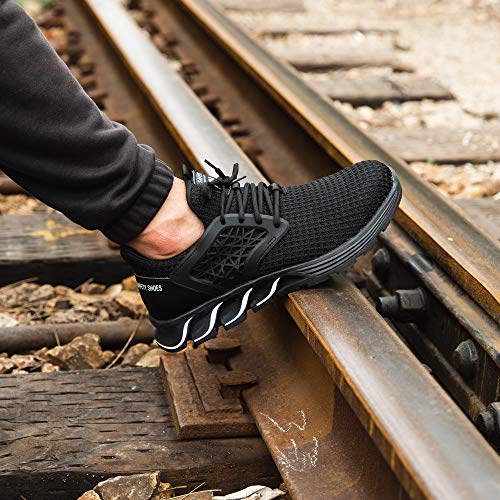 Zapatos De Seguridad Hombres Zapatillas De Trabajo con Punta De Acero S3 Calzado Mujeres Reflectante Cómodo ESD Botas Construcción Industria SRC Negro 43