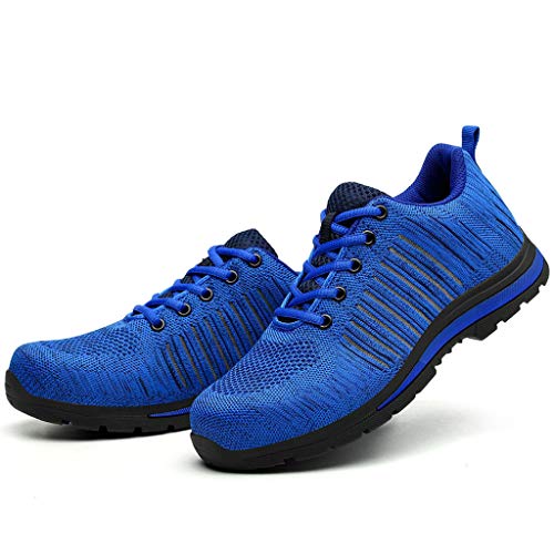 Zapatos de Seguridad para Hombre con Puntera de Acero Zapatillas de Seguridad Trabajo Calzado de Industrial y Deportiva Ligeros Comodos Transpirable Antideslizante(Azul,41)