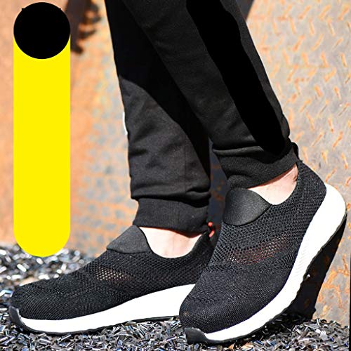 Zapatos de Seguridad para Hombre Mujer con Puntera de Acero Zapatillas de Seguridad Trabajo Calzado de Industrial y Deportiva Ligeros Comodos Transpirable Antideslizante(Negro,42)