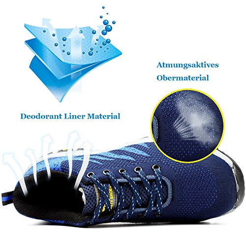 Zapatos de Seguridad para Hombre Zapatillas Zapatos de Mujer Seguridad de Acero Ligeras Calzado de Trabajo para Comodas Unisex Zapatos de Industria y Construcción Azul 42
