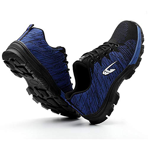 Zapatos de Seguridad para Hombres Zapatos de Acero con Punta de Seguridad,Zapatillas Deportivas Ligeras e Industriales Transpirables, Azul 42