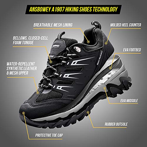 Zapatos de Senderismo Mujeres Calzado Deportivo de Exterior de Hombre Antideslizante Transpirable Zapatillas Casual Calzado de Acampada y Marcha Negro EU 36