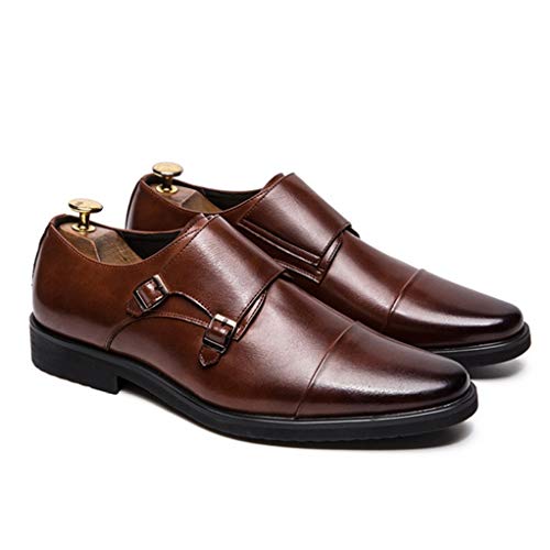 Zapatos de Vestir para Hombre Casual Retro Doble Correa de Monje Mocasines de Cuero Boda Comercial Transpirable Punta Puntiaguda Formal Oxfords
