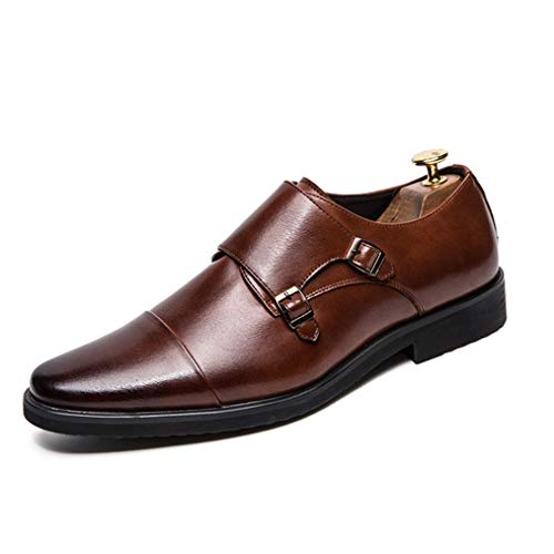 Zapatos de Vestir para Hombre Casual Retro Doble Correa de Monje Mocasines de Cuero Boda Comercial Transpirable Punta Puntiaguda Formal Oxfords