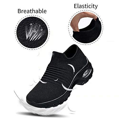 Zapatos Deporte Mujer Zapatillas Deportivas Correr Gimnasio Casual Zapatos para Caminar Mesh Running Transpirable Aumentar Más Altos Sneakers Negro Gris Morado Rojo 35-44 Morado 39