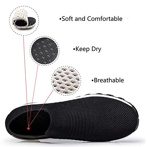 Zapatos Deporte Mujer Zapatillas Deportivas Correr Gimnasio Casual Zapatos para Caminar Mesh Running Transpirable Aumentar Más Altos Sneakers Negro Gris Morado Rojo Blanco 35-44 Negro & Blanco 38