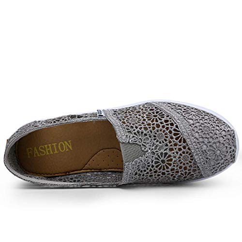 Zapatos Deporte Mujer Zapatillas Deportivas Moda Sandalias de Verano Mocasines de Plataforma Casuales Zapatillas de Lona para Mujer Cuña X-Gris EU 40