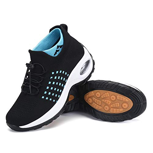 Zapatos Deportivas Mujer Zapatillas Running Transpirable Calzado Casual Ligero Bambas para Caminar Azul, Gr.37 EU