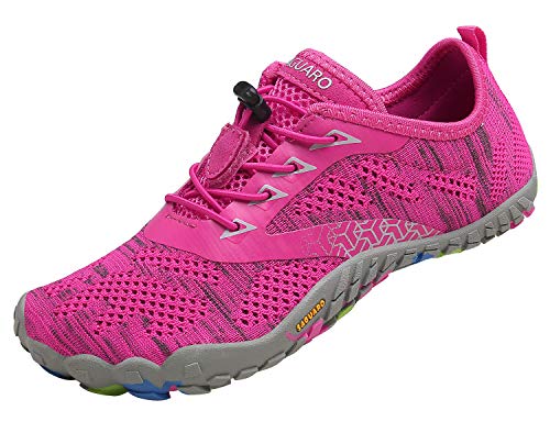 Zapatos Descalzos Exterior Interior Zapatillas Minimalistas de Trail Running para Mujer,Tejer Rosa roja,36