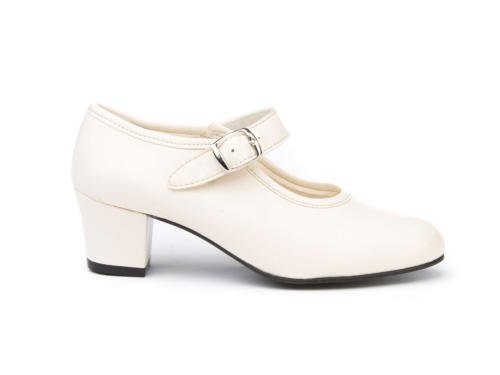 Zapatos Flamenca para Niña y Mujer, Mod. 302, Calzado Made in Spain (34, Beige)