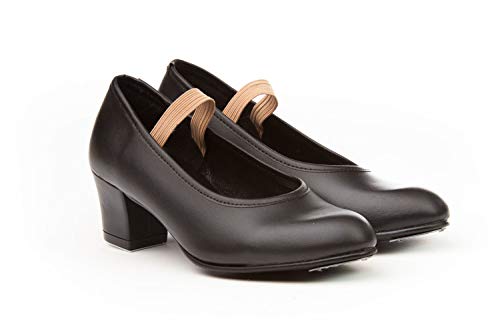 Zapatos Flamencas de Baile de Piel Fabricados en España. Disponible Desde la Talla 22 hasta la Talla 42 - Mi Pequeña Modelo 302I Color Beige,Amarillo,Blanco,Azul,Fuxia,Negro,Rojo y Verde.